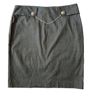 Harve Benard Black Pinstripe Skirt Chain Embellished Sz 10 Classy